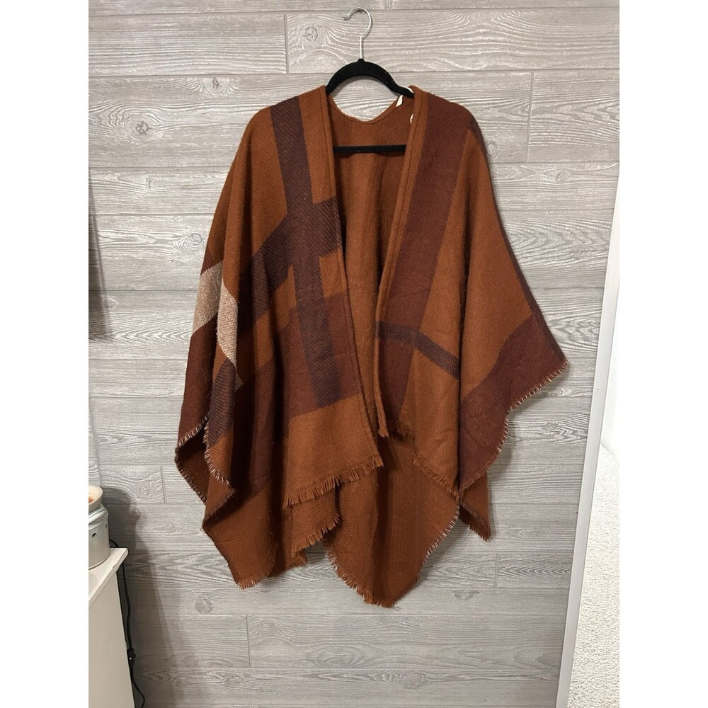 Soft Surrounding Oodles Multi‎ Color Plaid Topper Wrap Shawl Poncho One Size